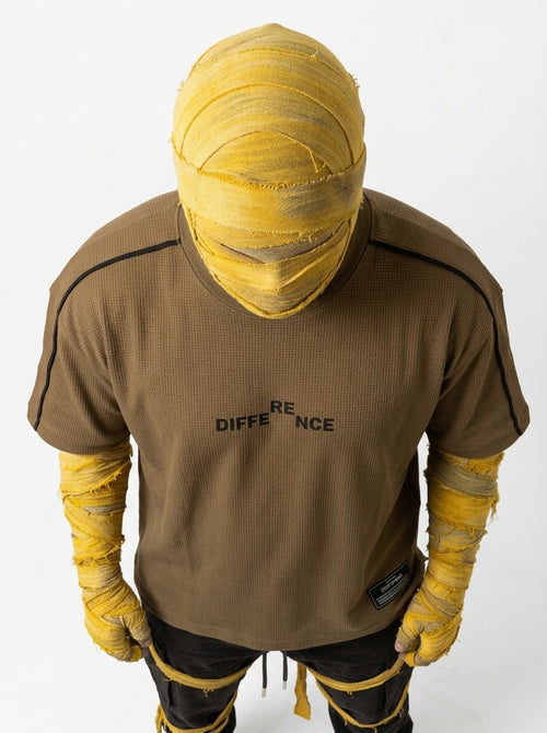 "Difference" Drop-Shoulder Tee Camel Brown