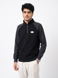 Ribbed Raglan Quarter-Zip Sweatshirt