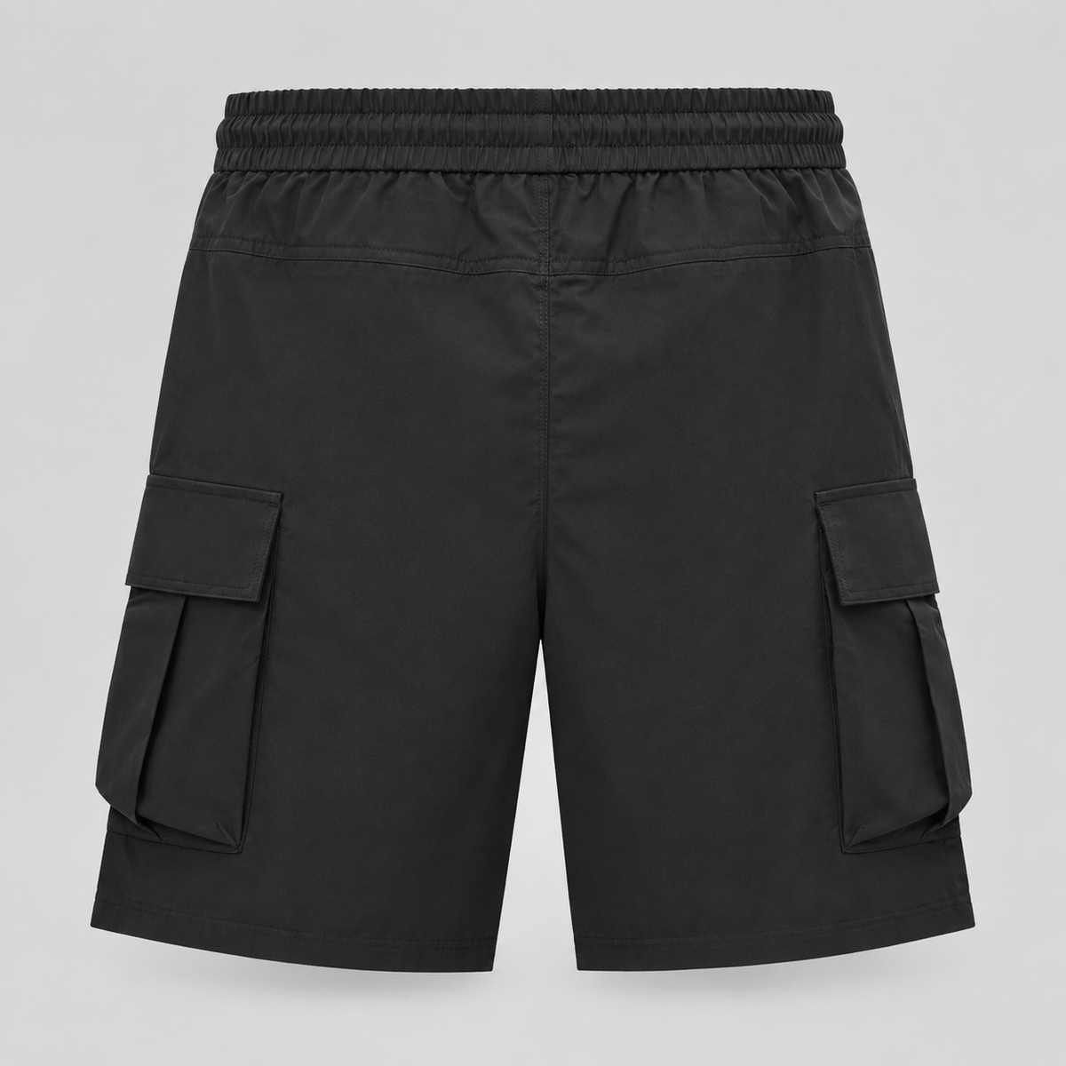 Black Utility Pleated Cargo Shorts