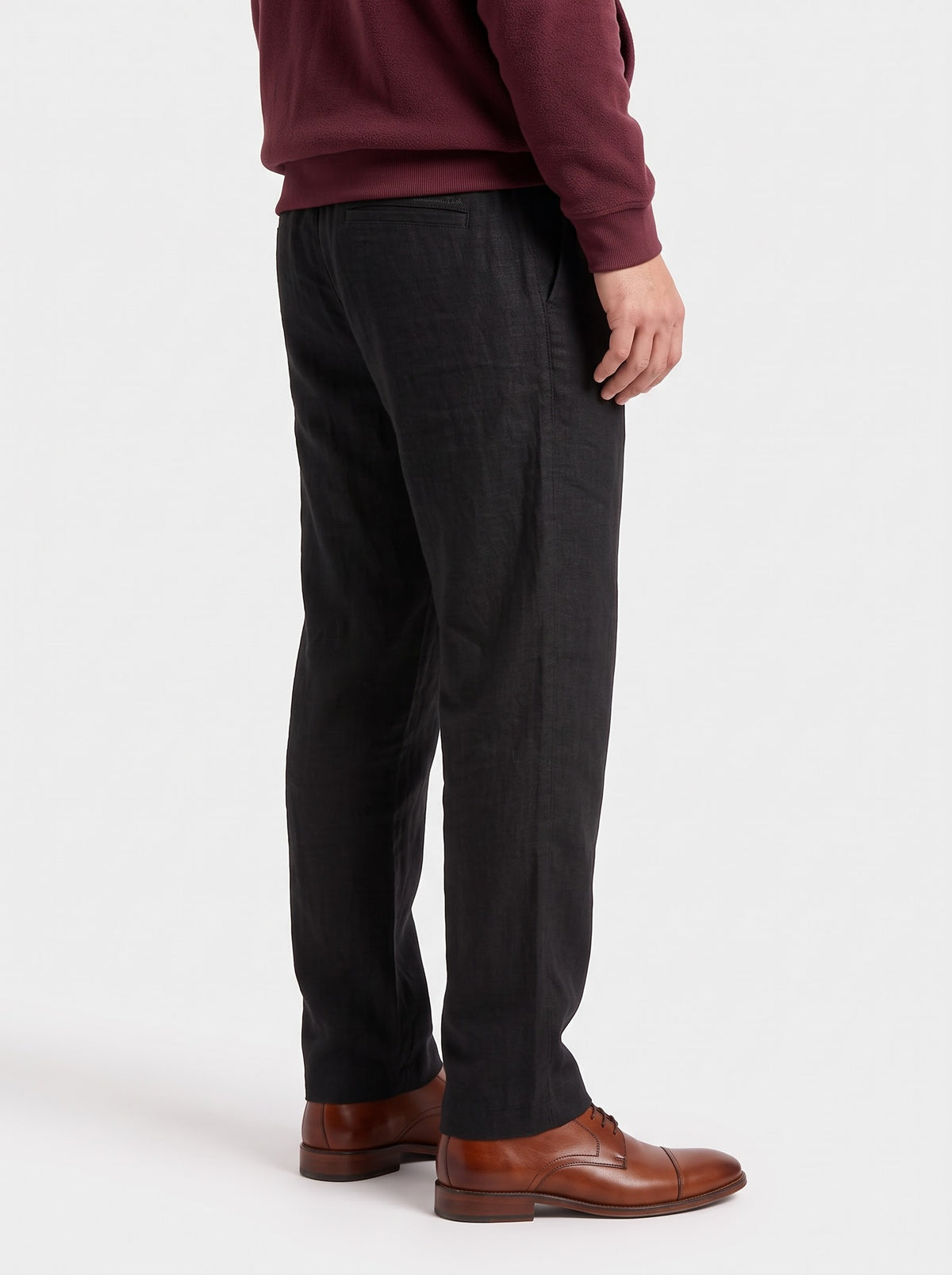 Black Textured Linen Pants