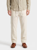 Warm Ivory Textured Linen Pants