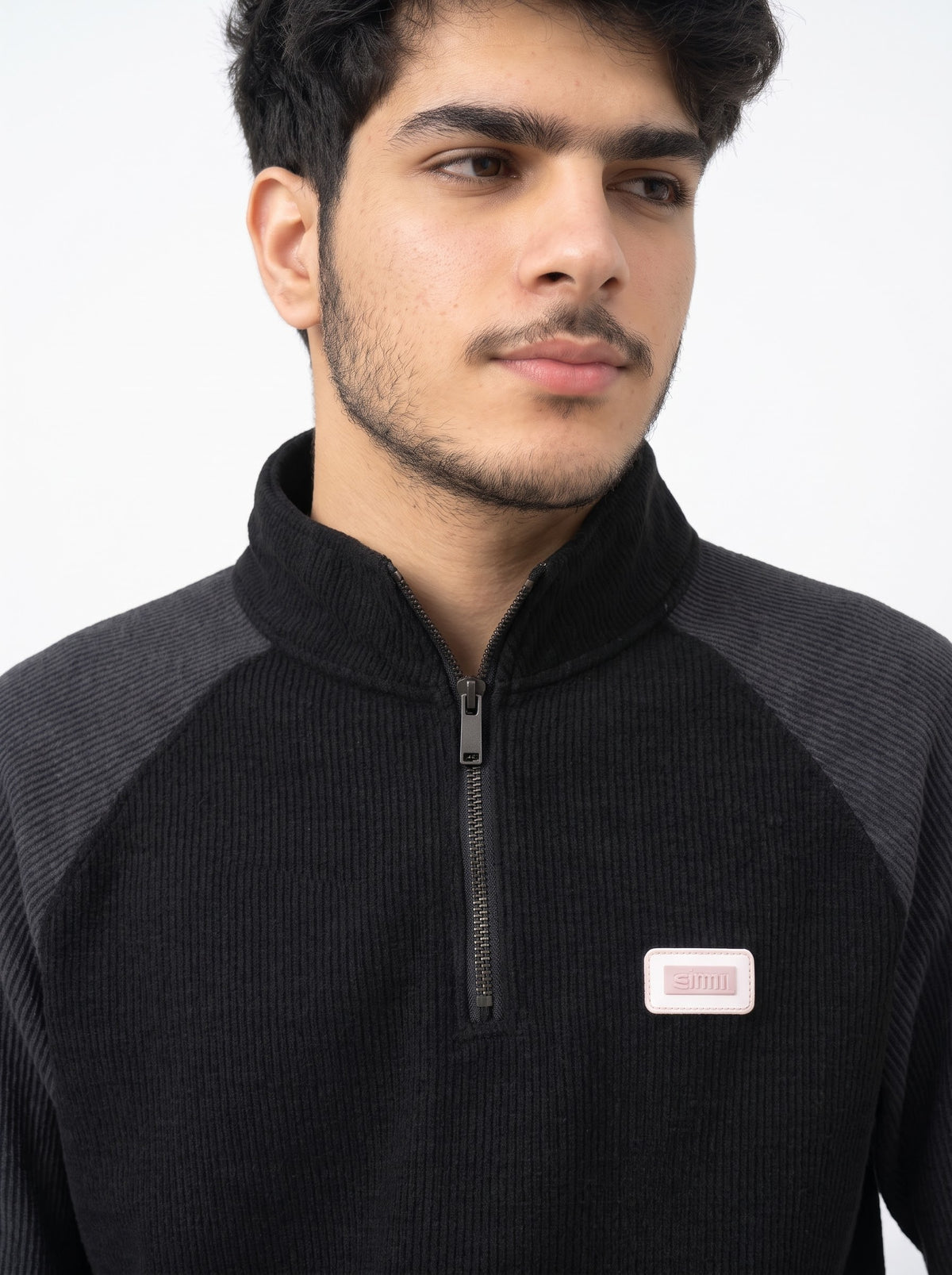 Ribbed Raglan Quarter-Zip Sweatshirt