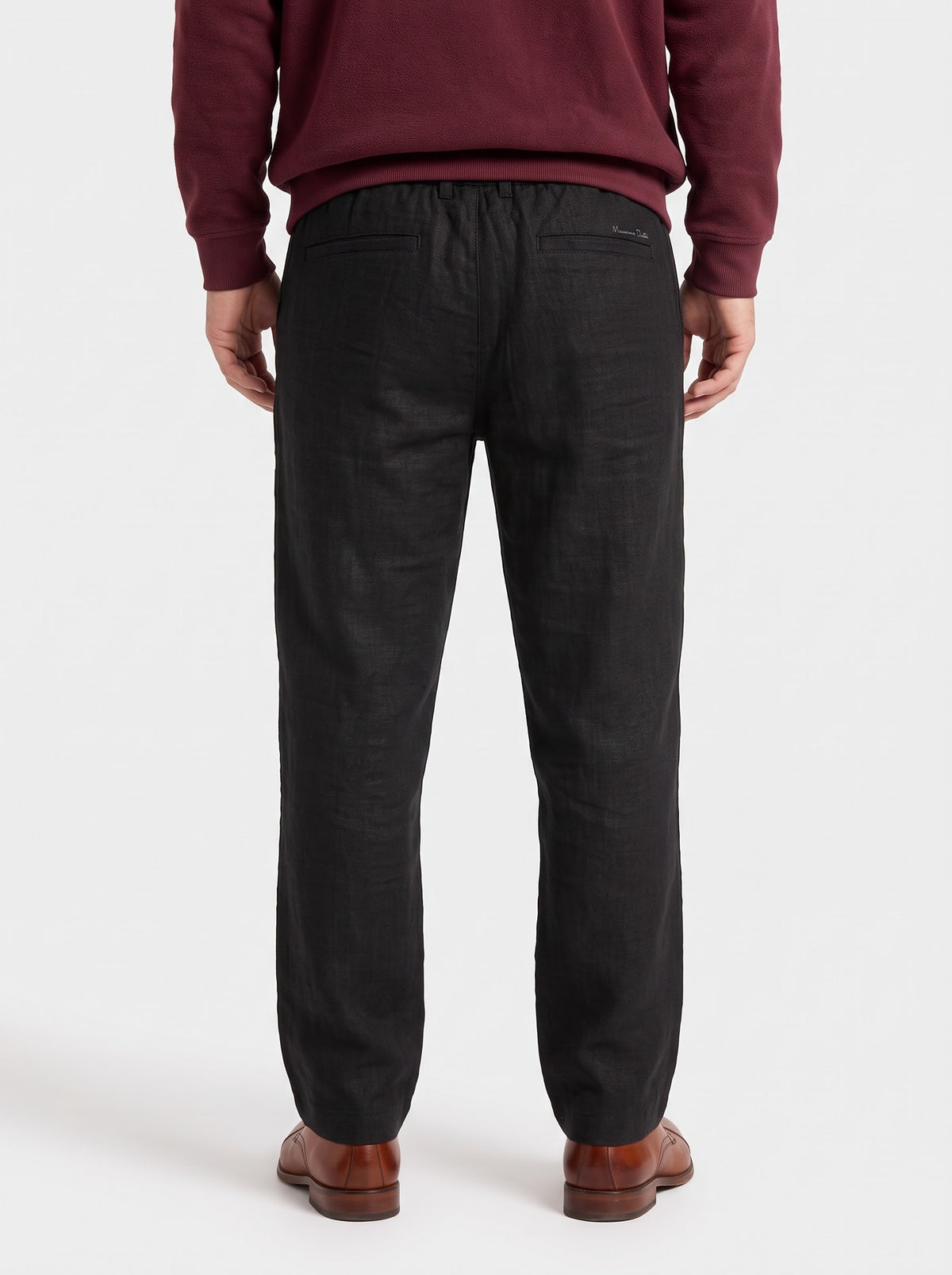 Black Textured Linen Pants