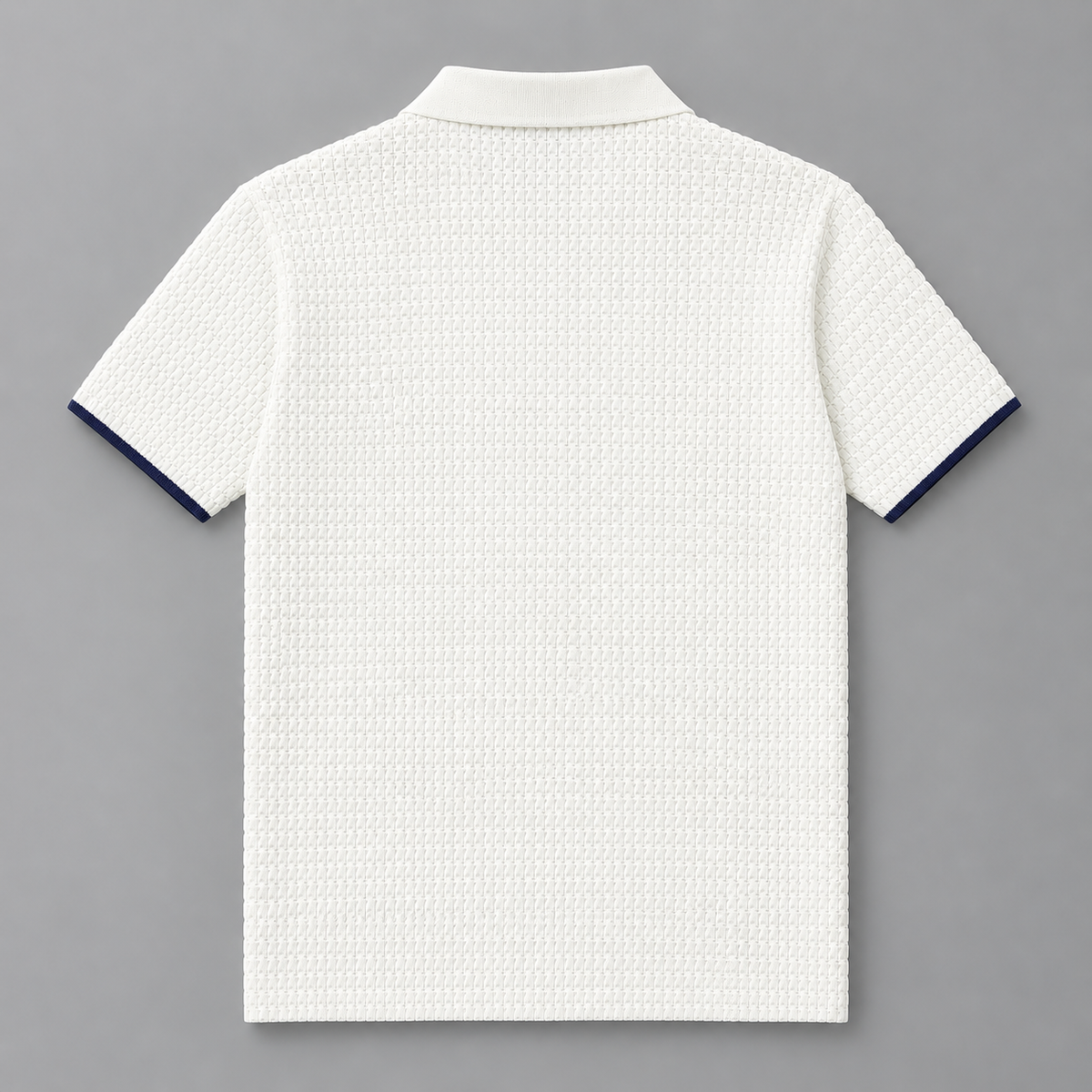 Alabaster Ivory Textured Knitted Zip Polo