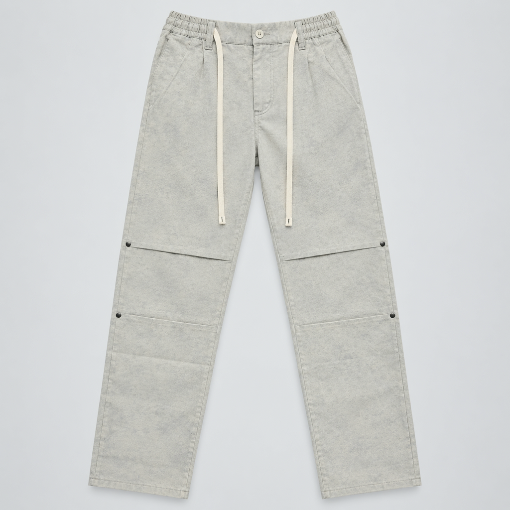 Relaxed Pleated Pants | Off-White Acid Wash