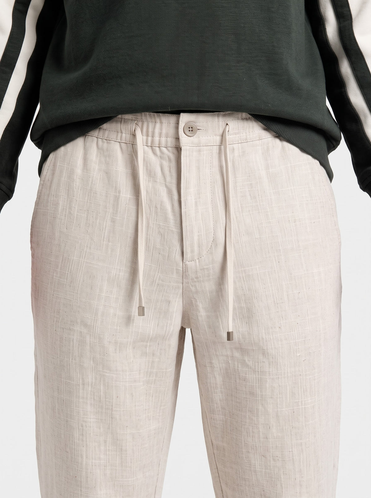 Oat meal Textured Linen Pants