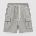 Grey Utility Pleated Cargo Shorts