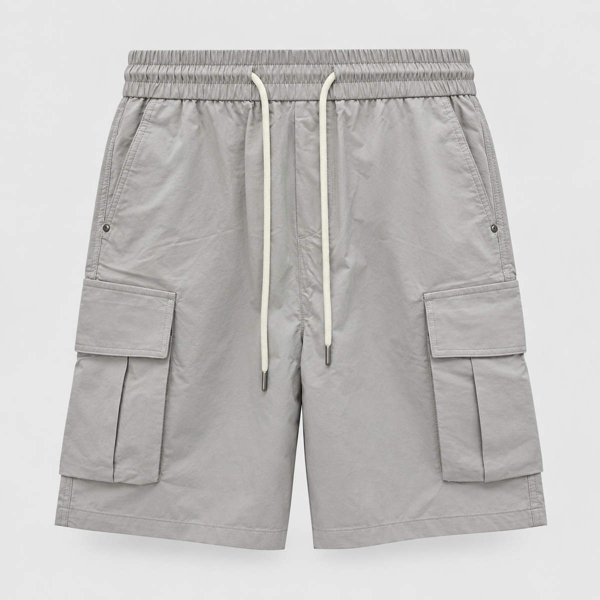 Grey Utility Pleated Cargo Shorts