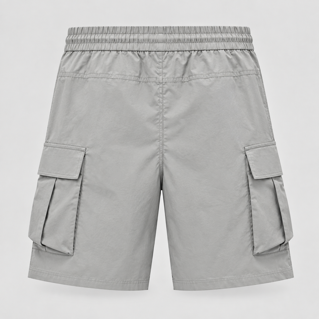 Grey Utility Pleated Cargo Shorts