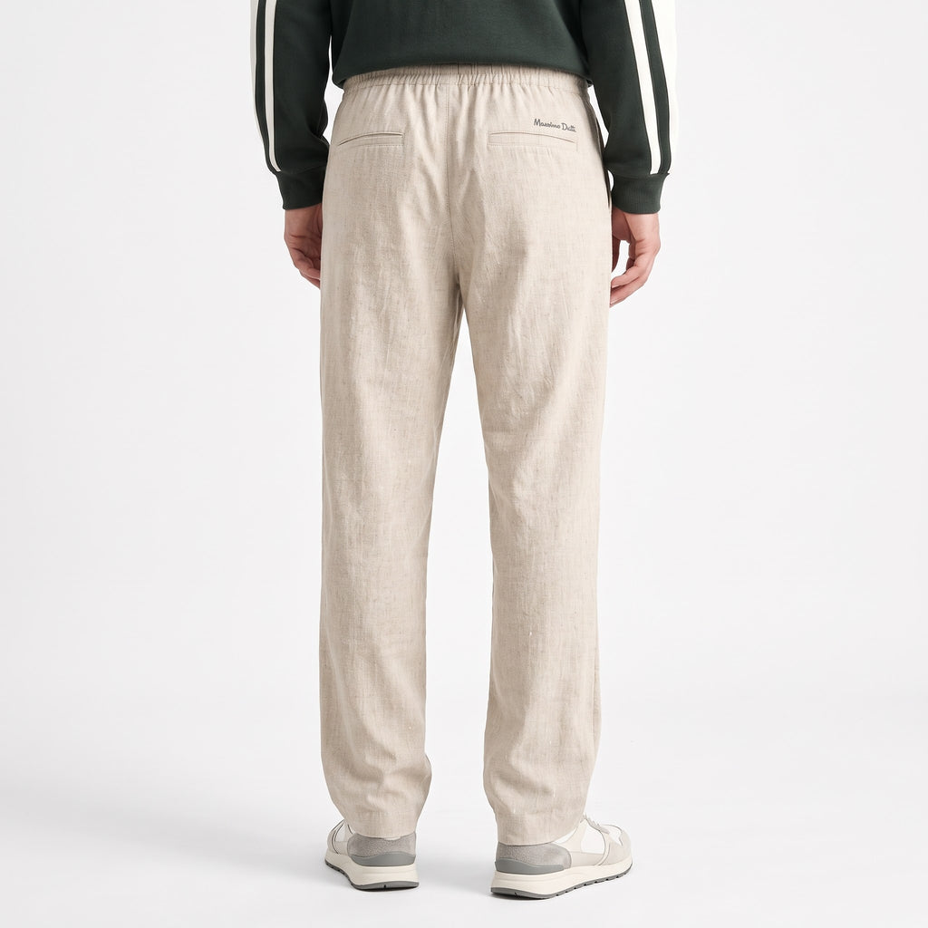 Oat meal Textured Linen Pants