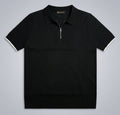 Onyx Noir Textured Knitted Zip Polo