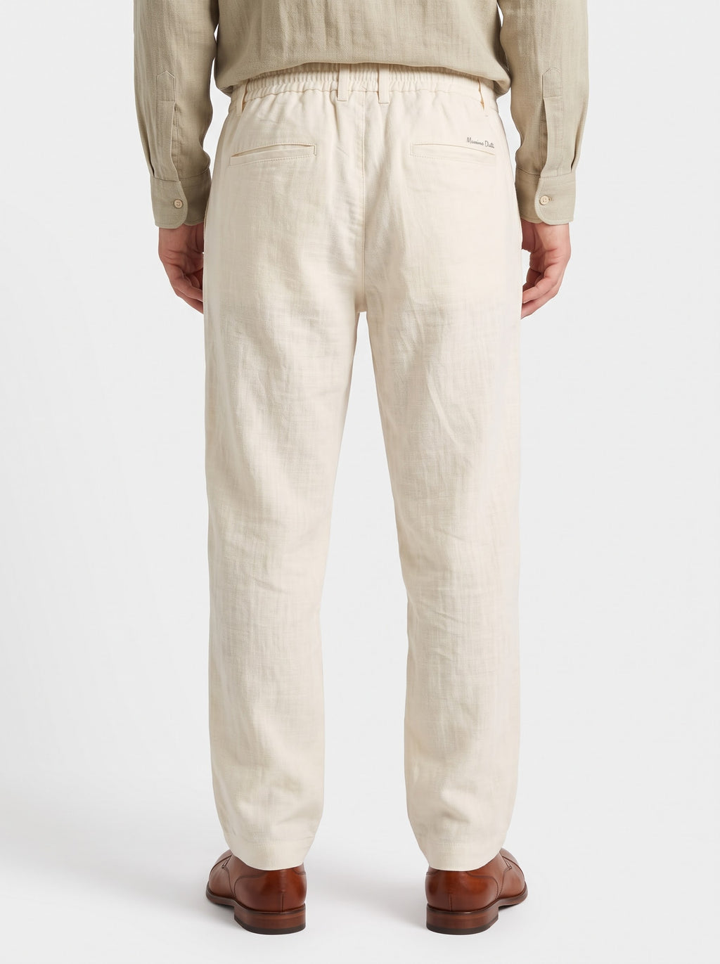 Warm Ivory Textured Linen Pants