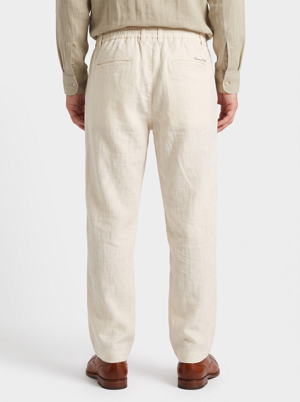 Warm Ivory Textured Linen Pants